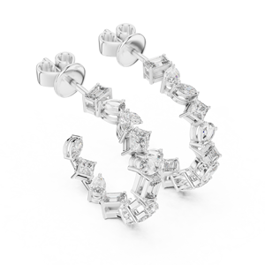 Juego de Aretes de Aro Únicos en Oro Blanco de 18K con Baño de Rodio, Diamantes Cultivados en Laboratorio de 1.06CT con Corte Mixto, Certificados por IGI, para Uso Diario con Glamour - Product Image 1