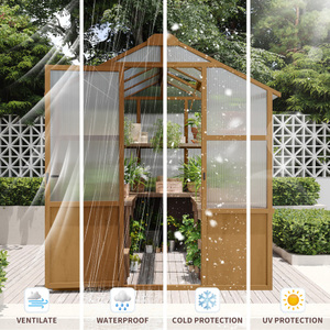 Invernadero tipo casa de flores de madera con ventilación de techo ajustable, estilo walk-in, desde almacén de EE. UU. - Product Image 5