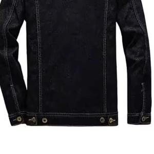 Men's White Solid Hooded Windproof Denim Puffer <b>Jacket</b> Stand Collar Casual Autumn Regular Fit 100% Cotton - Product Image 6