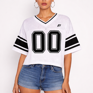 Maillot de football américain personnalisé pour femme en maille, coupe courte, respirant, en polyester, uniforme d'équipe personnalisé, production en gros OEM - Product Image 1