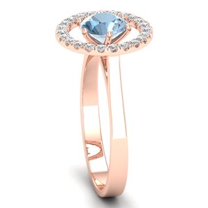 Bague REYES de luxe en or rose 14 carats avec pierre précieuse aigue-marine pour femme, design tendance, bijou de fiançailles ou de mariage en moissanite - Product Image 3