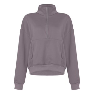 Sweat-shirt d'hiver épais à col montant pour femme, veste de sport semi-zippée ample à manches longues pour le jogging et le fitness, prix abordable - Product Image 2