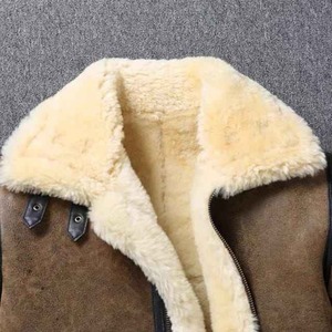 Men's <b>Genuine</b> <b>Leather</b> <b>Jacket</b> With Faux Fur Lining Windproof Moto Biker Style Winter Warm Zipper Closure - Product Image 5