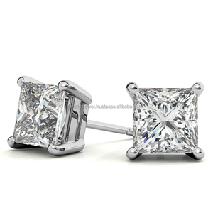 Pendiente de piedra única de 2 CT con corte de princesa en plata 925, pendiente de hip hop, joyería de diamantes de moissanita VVS para regalo de Navidad - Product Image 2