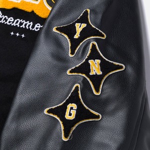 แจ็คเก็ตวาร์ซิตี้แบบมีปักลาย  ดีไซน์ใหม่ สำหรับผู้หญิงและผู้ชาย  สไตล์วินเทจ  สีดำ-ทองโบราณ  ผ้าฟลีซ  ปักลาย  กระดุมเดี่ยว  สำหรับฤดูหนาว - Product Image 4