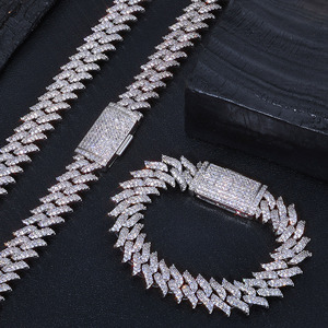 Mens 925 Silver Moissanite 15mm Cuban Link Chain Iced Pave Bold Luxury <b>Statement</b> <b>Necklace</b> Jewellery - Product Image 2