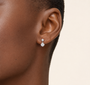 18K White Gold Classic Two Stone Round Diamond Drop <b>Earrings</b> IGI Certified Lab Grown Wedding Luxury Fine Jewelry - Product Image 3