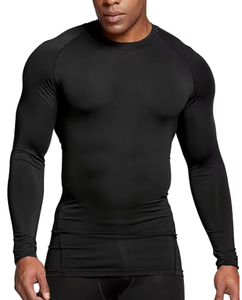 Men Knitted Polyester Compression Long Sleeve O-Neck Solid Quick Dry Sporty Base <b>Layer</b> <b>Top</b> - Product Image 1