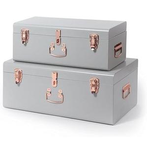 Coffres de rangement carrés en fer de style américain avec couvercle à charnières et poignées, design minimaliste, capacité 3-6L, hermétiques et écologiques - Product Image 1
