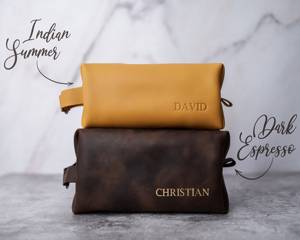 Vintage Leather Toiletry Bag Men Travel Cosmetic Organizer Waterproof <b>Shaving</b> Dopp <b>Kit</b> Bag LTB-0112 - Product Image 6