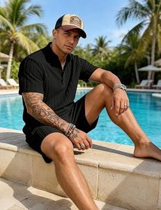 Conjunto de Camiseta y Pantalones Cortos de Invierno para Hombre, 100% Algodón, Transpirable, Peso Medio, con Pedrería, Estilo Casual - Product Image 4