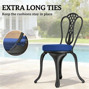 Set di 4 Cuscini Circolari Blu Navy per Sedie da Terrazza Esterna - Solo Cuscini - Product Image 3