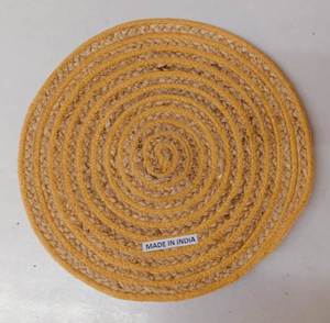 Eco-conscious braided jute and cotton round <b>placemat</b> for scratch-resistant dining table protection best for hotel dining table - Product Image 2