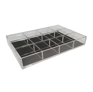 Organizador de bandeja divisora de cajón acrílico para almacenamiento de cosméticos y joyas diseño clásico transparente - Product Image 1