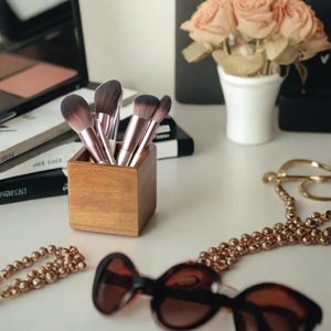 Acacia Wood <b>Makeup</b> Brush Holder Organizer for Vanity Pen and Pencil Holder for Desk Desktop Organizer for Store Marker - Product Image 3