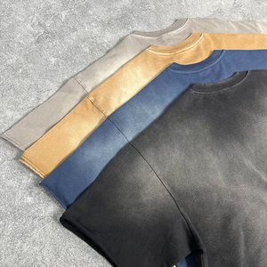 T-shirt Homme Oversize en Coton Effet Vieilli et Déchiré, Coupe Ample, Style Streetwear, Décontracté, Vintage, Basique, Été, Logo Personnalisable - Product Image 2