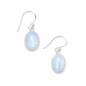 Boucles d'oreilles pendantes en argent 925 avec pierre de lune bleue, faites à la main, ovales, design de bijoux fins, pour toutes les occasions - Product Image 1
