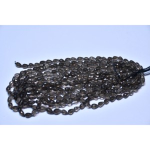 Perles en pierres précieuses naturelles en gros, perles en quartz fumé en forme de goutte de 3 mm, perles en vrac, brins de perles en pierre pour la fabrication de bijoux, provenant de Jaipur, Inde - Product Image 1