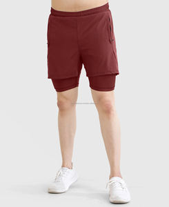 Pantalones Cortos Deportivos de Alta Calidad para Hombre, Tejido Satinado Transpirable, Color Sólido, 100% Poliéster, Cierre con Cordón - Product Image 1