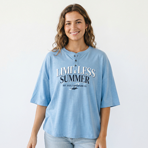 T-shirt Henley pour femmes en coton et polyester à manches courtes, tee-shirt d'été léger, confortable, décontracté, streetwear imprimé, écologique - Product Image 1
