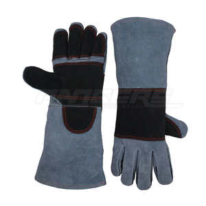 Gants de soudage en cuir de vachette noir et gris, gants de sécurité industriels de 16 pouces, résistants à la chaleur, vente en gros - Product Image 1