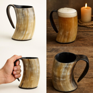 High Quality Natural Viking Horn Drinking Horn Mug Eco-Friendly Classic Customizable Logo Packaging <b>Beer</b> Coffee Cup - Product Image 1