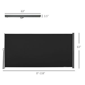 Toldo Retráctil para Patio de 10 Pies x 5 Pies con Lona de PVC Negra, Pantalla de Privacidad, Protección Solar, Marco de Aluminio Resistente al Viento - Product Image 3