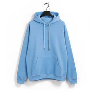 เสื้อฮู้ดสีฟ้าอ่อนสำหรับผู้ชาย ทรงปกติ ผ้าฝ้ายเฟรนช์เทอร์รี่ สวมใส่สบาย มีกระเป๋า เหมาะสำหรับใส่ในฤดูใบไม้ร่วง - Product Image 6