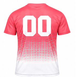 Crimson Pink and <b>White</b> Gradient Sublimation <b>T</b> <b>Shirt</b> Men Short Sleeve Crew Neck Custom Printed Sports Training Performance - Product Image 2