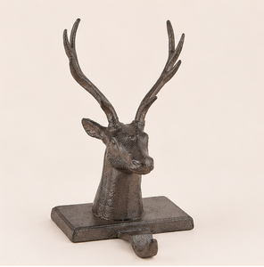 Wholesale Heavy Duty Cast Iron Reindeer <b>Stocking</b> <b>Holder</b> For Fireplace Mantle Rustic Antique Brown Stag Head Christmas <b>Stocking</b> - Product Image 3