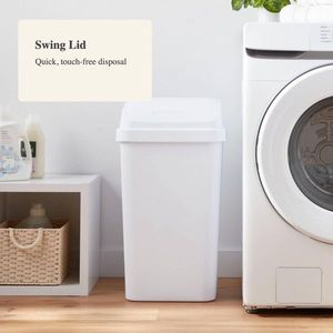 Cestino per Rifiuti con Coperchio Basculante da 13 Galloni in Bianco, Bidone della Spazzatura da Cucina con Capacità di 13 Galloni in Plastica Texturizzata per Uso Interno - Product Image 4