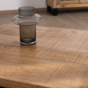 Table basse carrée Vandana Golden Contour 80 cm en bois de manguier avec pieds en métal Manoha avec grand tiroir - Product Image 3