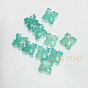 พลอยแคลเซโดนีสีน้ำเงินธรรมชาติรูปดอกไม้แกะสลักสำหรับขายส่ง, พลอยแคลเซโดนีสีน้ำเงินแกะสลักด้วยมือสำหรับทำเครื่องประดับ - Product Image 3