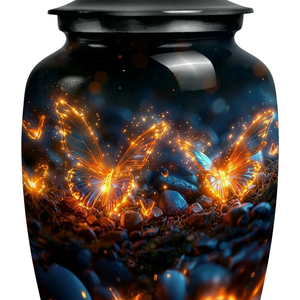 Customizable Aluminium Cremation Urn Wholesale - Indian Craft Work Metal Funeral Urn for Adult Ashes - Polished <b>Memorial</b> <b>Vase</b> - Product Image 3