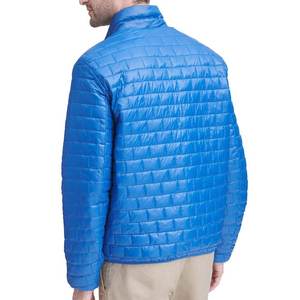 OEM Men's High Quality Puffer Jackets Custom Blue Color Breathable Fabric Cotton Filled Padded Zipper Style Puffer Men's Jackets - Product Image 5