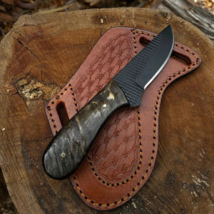 Handmade Rasp Steel Cowboy <b>Knife</b> Ram Horn Handle Bull Cutter Pancake Leather Sheath Fixed <b>Blade</b> Utility Customizable OEM DIY EDC - Product Image 2
