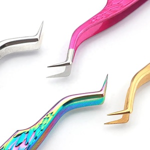 Pince à épiler professionnelle de précision en acier inoxydable antistatique de haute qualité, pointe grise, pour extensions de cils - Gris Roc - Product Image 2