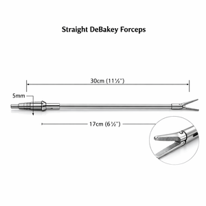 Pinzas rectas MIS DeBakey, diámetro del eje de 5 mm, mandíbulas redondas de 1 mm, mango de compresión, longitud de trabajo de 17 cm, longitud total de 30 cm – ZETOMEDPRO - Product Image 4