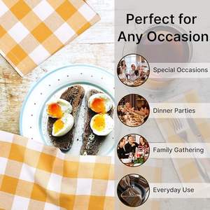 Servilletas de Tela de Cocina Navideñas Modernas Hechas a Mano, Diseño a Cuadros Amarillo y Blanco, de Algodón, Lavables y Reutilizables, para Decoración de Mesa - Product Image 2