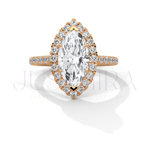 925 Silver Premium Design 14k Rose Gold Engagement Ring Classic Proposal Ring With Marquise Cut Moissanite Diamond <b>Wedding</b> Rinf - Product Image 3