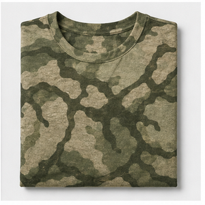 T-shirt à manches courtes et col rond pour homme, imprimé camouflage personnalisé motif fougère et olivier, MTS-CAMO-0016 - Product Image 5