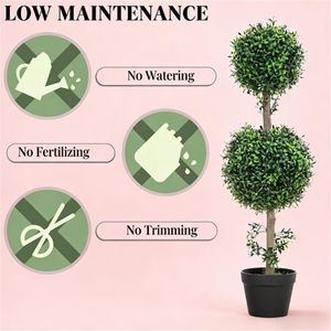ชุดต้นไม้ประดิษฐ์บ็อกซ์วูด 2 ต้น พร้อมกระถาง ต้นไม้ปลอม ต้นไม้จำลอง - Product Image 4