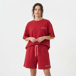 Ensemble deux pièces en coton pour femme, personnalisable avec logo, coupe décontractée, confortable et tendance, idéal pour l'été, couleur unie - Product Image 4