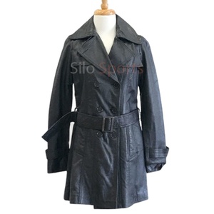2025 luxe Style noir foncé couleur en cuir véritable femmes manteau motif solide haute qualité personnalisé chauffé mode manteaux OEM - Product Image 1