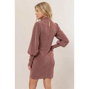 HYFVE Robe de Soirée Paillettes Col Montant Mini Robe à Manches Longues - Product Image 5