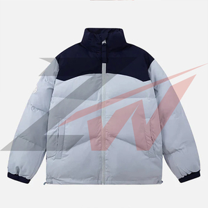 <b>Mens</b> Puffer <b>Jacket</b> Zipper Up Gray <b>White</b> Color Hooded Winter Fashion Warm <b>Jacket</b> with 100% Polyester Collar <b>White</b> Duck Down - Product Image 4