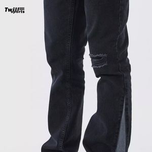 Pantalones Vaqueros Anchos de Mezclilla con Parches, Estilo Retro Hip Hop, Corte Recto y Desgastado, Colección 2026 para Hombre - Product Image 4