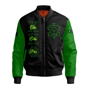 เสื้อแจ็คเก็ตบอมเบอร์สีดำสำหรับผู้ชาย Chi Eta Phi 32 Service for Humanity พิมพ์ลายดิจิทัล สวมใส่สบาย มีซิปด้านหน้า เสื้อนอกแบบกลับด้านได้ กันลม - Product Image 5