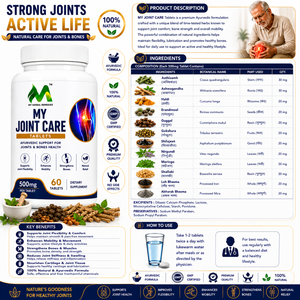 Tabletas de Extracto Herbal para el Cuidado de las Articulaciones MY HERBALS, 500 mg, Fórmula Ayurvédica, Apoyo para la Movilidad y Flexibilidad, Bienestar Diario - Product Image 4