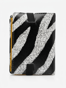 Portefeuille en cuir pour homme personnalisé avec fermeture élastique |   Portefeuille court à imprimé zèbre avec plusieurs compartiments pour cartes et pièces OEM/ODM - Product Image 4